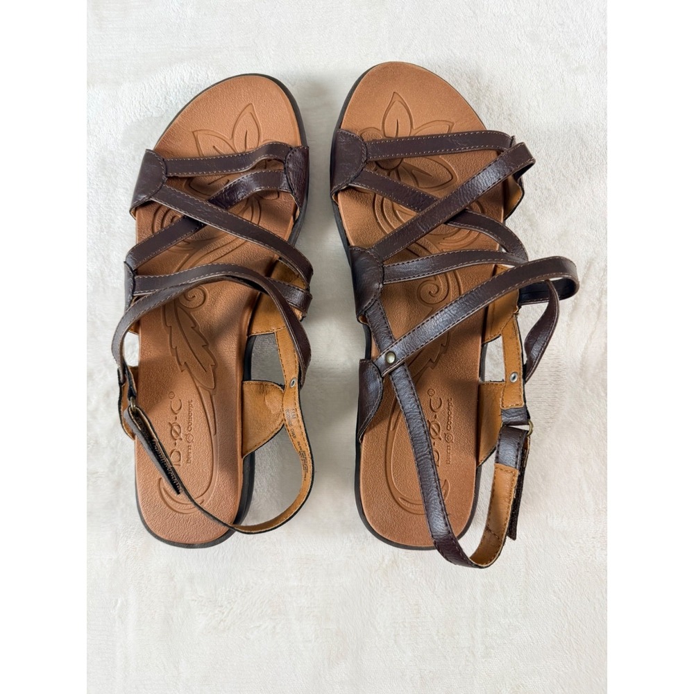 b.o.c Born Concepts Brown Leather Strappy Slingback Sandals Womens 11M